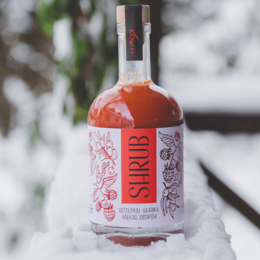 Sea Buckthorn-Raspberry Shrub in snow